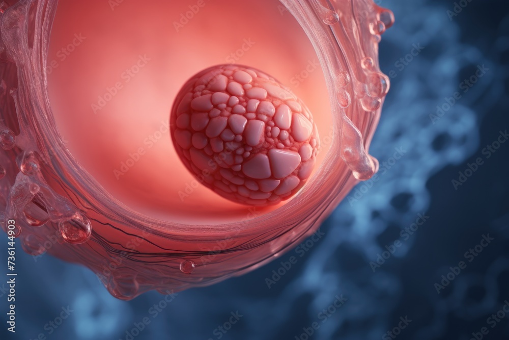 Poster An up-close view of an egg placed inside a glass. This image can be used to represent concepts such as fertility, growth, or a healthy diet