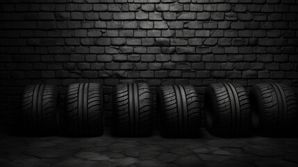 Obraz premium Charcoal background with car tires