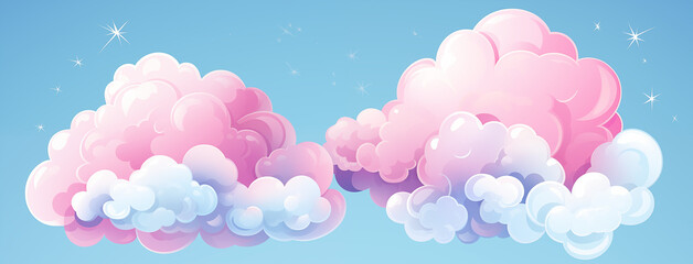 Sparkling Cotton Candy Clouds on Blue Sky