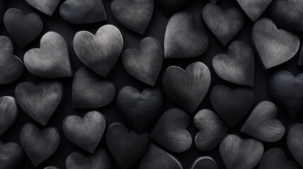 Charcoal Color Hearts as a background - obrazy, fototapety, plakaty