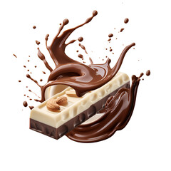 Chocolate bars on chocolate splash and Milk cream.