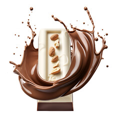 Chocolate bars on chocolate splash and Milk cream.