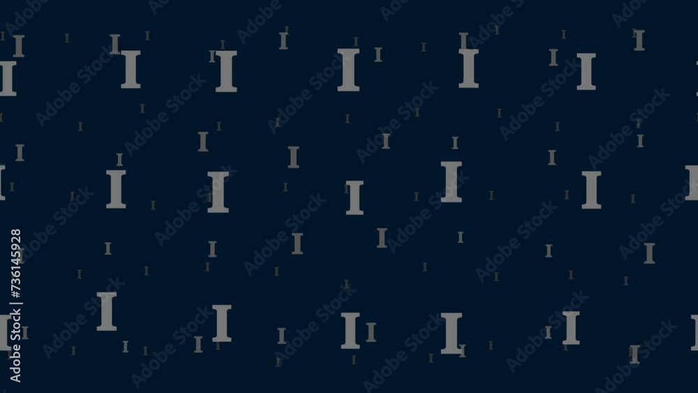 Poster capital letter i symbols float horizontally from left to right. parallax fly effect. floating symbol