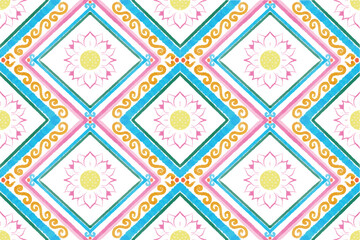 Geometric ethnic seamless pattern for background,fabric,wrapping,clothing,wallpaper,Batik,carpet,embroidery style pattern