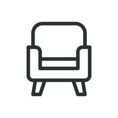 Armchair isolated icon, arm chair vector symbol with editable stroke