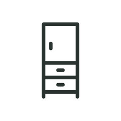 Slim wardrobe isolated icon, 2 drawer single wardrobe vector symbol with editable stroke