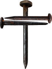 Christian cross made of nails transparent background PNG clipart