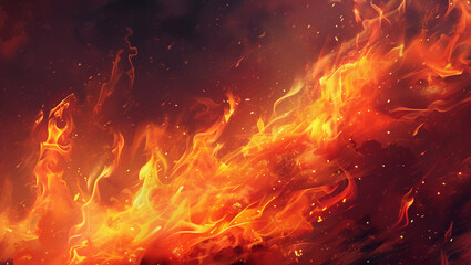 Fire background with flames. Hot image of a blazing fire.