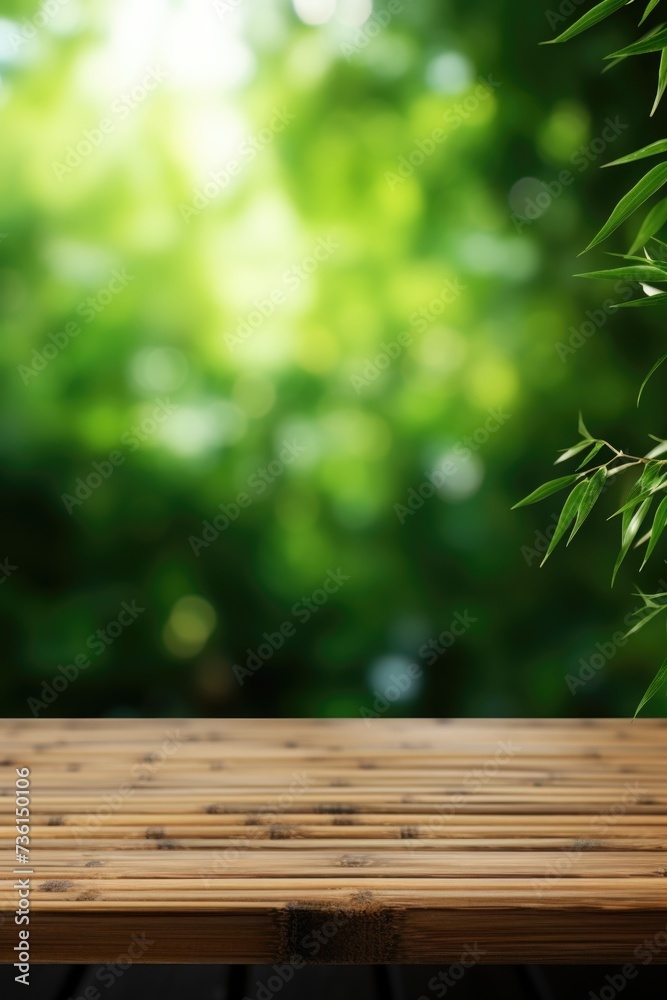 Aufkleber a wooden table with a blurred background. suitable for various uses