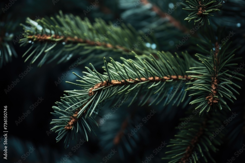 Poster a detailed close-up of a pine tree branch. perfect for nature-themed designs and projects