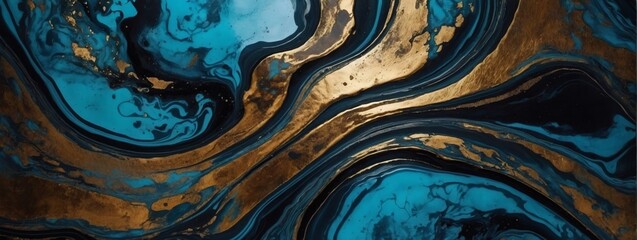 Celestial blue abstract black marble background art paint pattern ink texture watercolor patina bronze fluid wall.  - obrazy, fototapety, plakaty