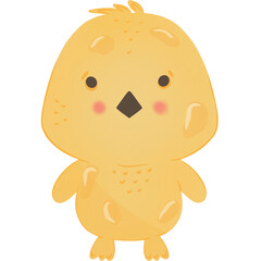 Cute yellow chicken character illustration isolated on white 