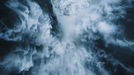 Spectacular Waterfall Vista: Stunning High Angle Shot Capturing the Magnificent Cascade from Below
