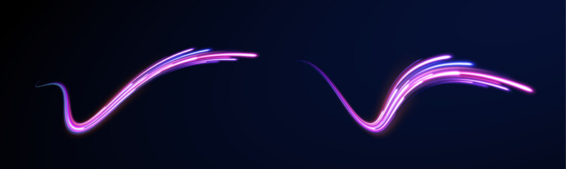 Night starry sky. Meteor shower, abstract space background. Expressway in long delay, with car lights at night on autobahn. Vector glitter light fire flare trace.	