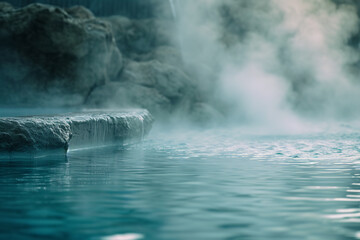 Naklejka premium falls in a spa with stones around