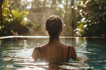 woman relaxing in the spa pool