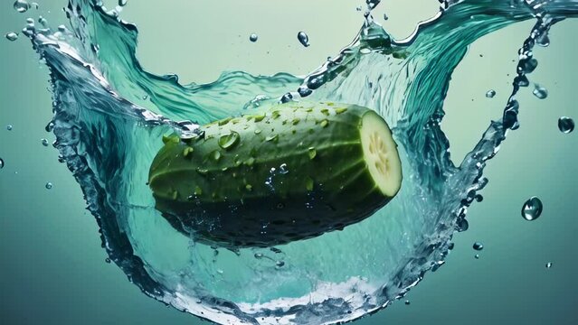 cucumber splash water in glass