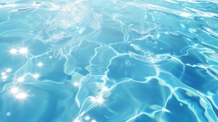 Fototapeta premium A picture of a pool with blue water and the sun reflecting off the water. Perfect for summer themes and relaxation concepts