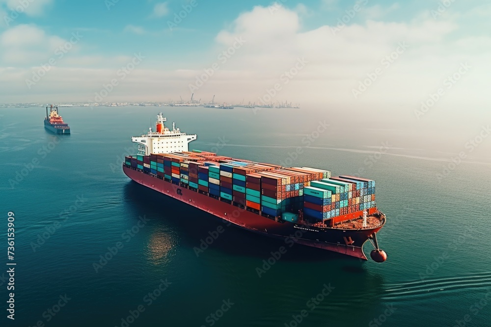 Aufkleber a large container ship sailing in the vast ocean. ideal for illustrating global trade and transporta