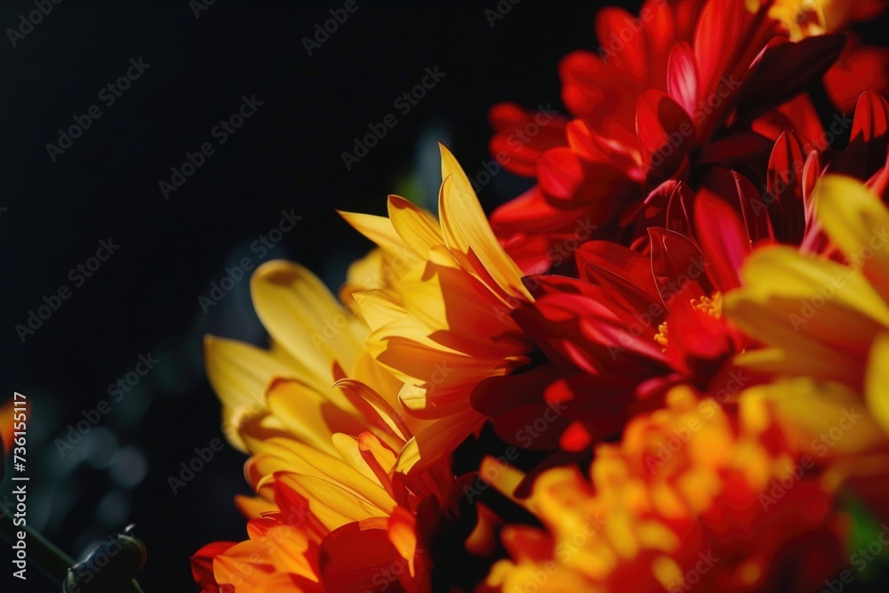 Poster a close-up view of a bunch of flowers, perfect for adding a touch of beauty and nature to any projec