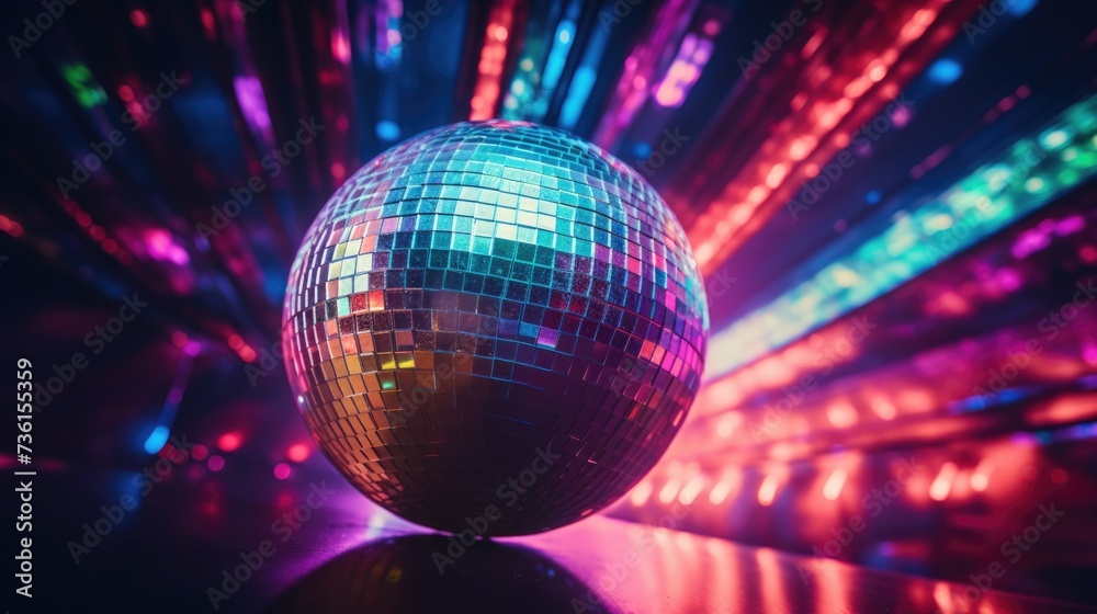 Aufkleber a vibrant disco ball illuminated by colorful lights. perfect for adding a lively touch to any event 