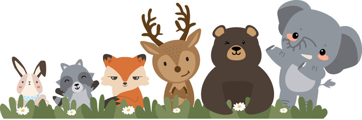 Obraz na płótnie Canvas wild animals greeting background cartoon