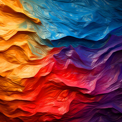 abstract background of multicolored wavy silk or satin