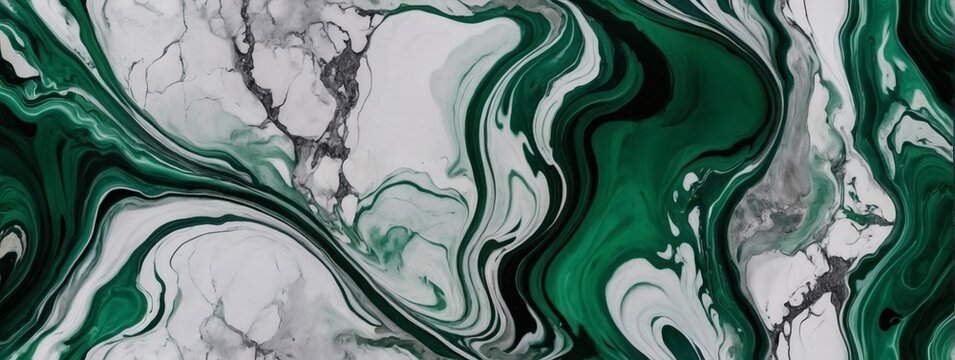 Forest green abstract white marble background art paint pattern ink texture watercolor antique silver fluid wall. 