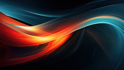 Abstract digital painting of an orange and blue swirl