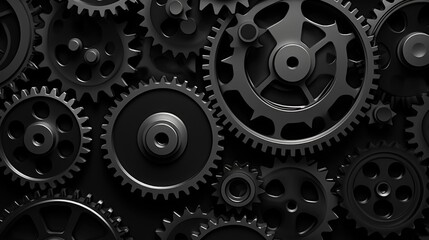 Gears Background in Jet Black color.