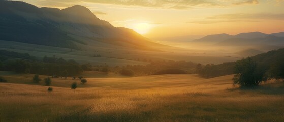 Obraz premium Mountain valley during sunrise. Natural summer landscape in Slovakia