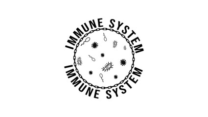 Immune system emblem, black isolated silhouette