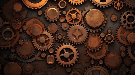 Gears Background in Rust color.