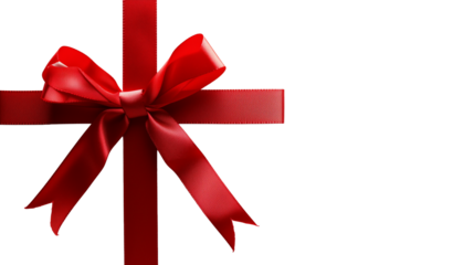 red ribbon and bow with white back ground