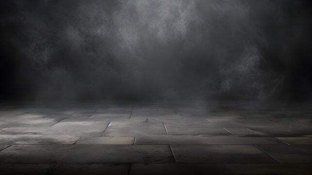 Texture dark concrete floor with mist or fog background,,
Empty dark abstract cement floor and studio room with smoke float up interior texture for display products wall background Pro Photo

