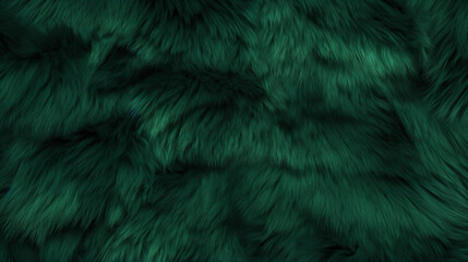 Seamless fluffy dark green fur texture background. - obrazy, fototapety, plakaty