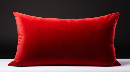 Royal red velvet pillow on white background.