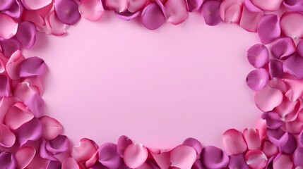 The frame of pink roses on the pink background. Mother's Day, Women's Day, Valentine's Day theme. Romantic concept