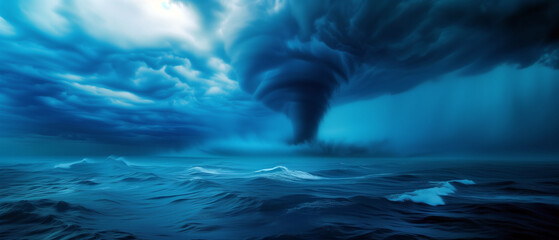 Fototapeta premium Tornado over the ocean. Storm over the ocean. Stormy sea