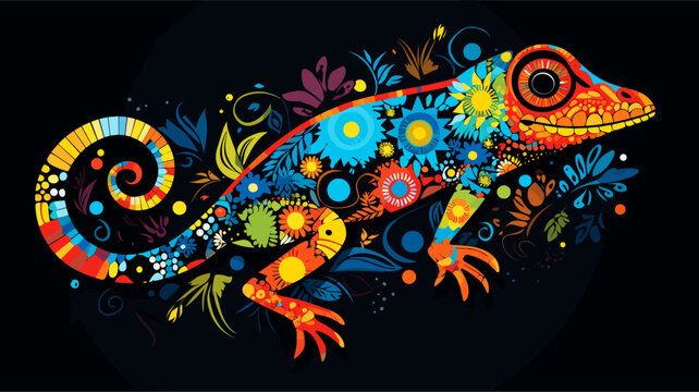 Abstract patterns forming a gecko  showcasing the diversity of reptiles in nature. simple Vector Illustration art simple minimalist illustration creative
