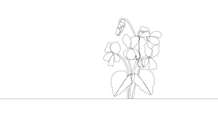 Single continuous one line art violet single line border. Concept design sketch outline drawing vector illustration