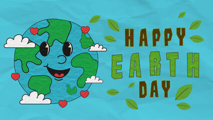 Naklejka premium Happy earth day poster banner vector illustration