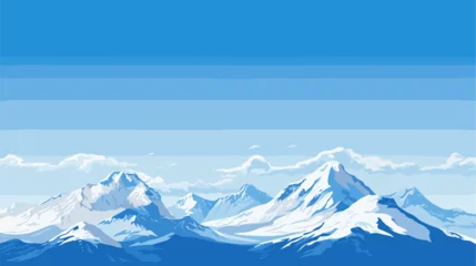 Schilderijen op glas Snow-capped mountain peaks against a clear sky  illustrating the pristine beauty of winter landscapes. simple Vector Illustration art simple minimalist illustration creative © J.V.G. Ransika