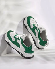 sneakers green and white fun