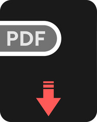 PDF File icon black fill and download symbol