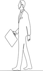 continuous line of a young male office worker