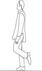 continuous line of a young male office worker