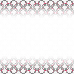 Seamless pattern in classic style with red circles. Vector background with ornament and place for text. Calm black gray colours on white background. Many rings. For printing, media and web.