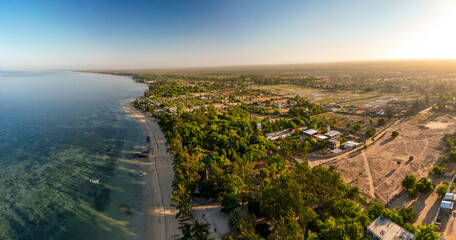 aerial view of the beach of Ifaty in the morning, Madagascar - obrazy, fototapety, plakaty