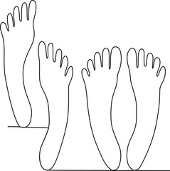 continuous line of the soles of the feet